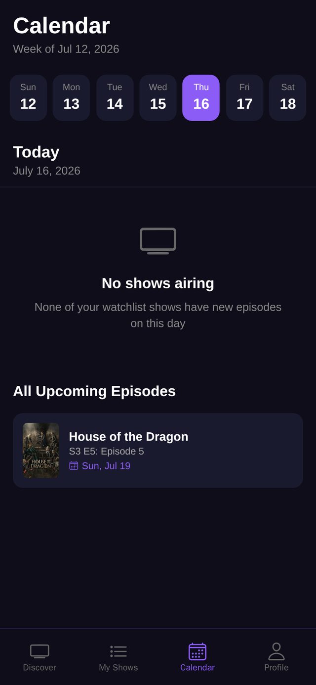 Episode calendar